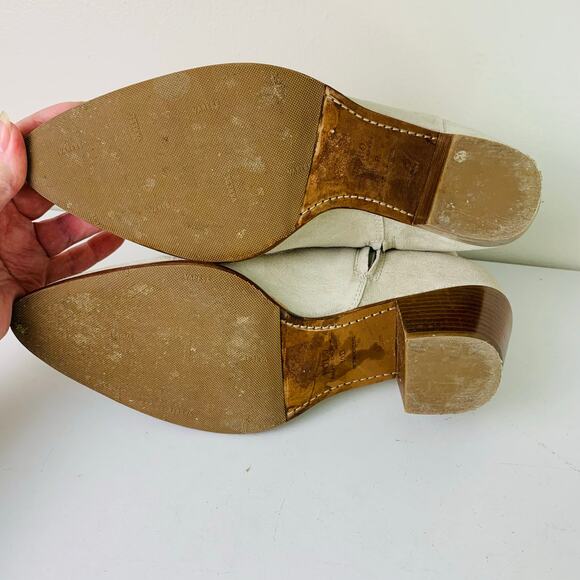 Polo by Ralph Lauren Women's Lucille Calfskin Suede Ankle Boots Cream Size 10B - Picture 13 of 16